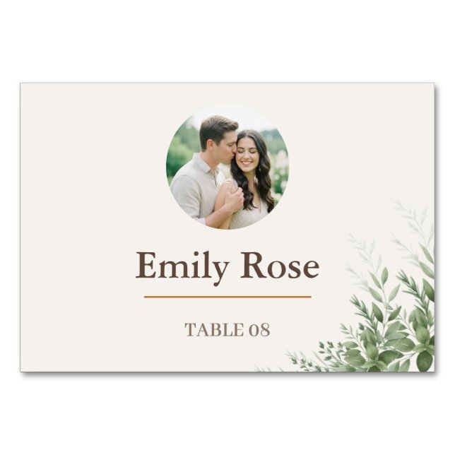 Personalised Wedding Place Card  Rustic Botanical (Front)