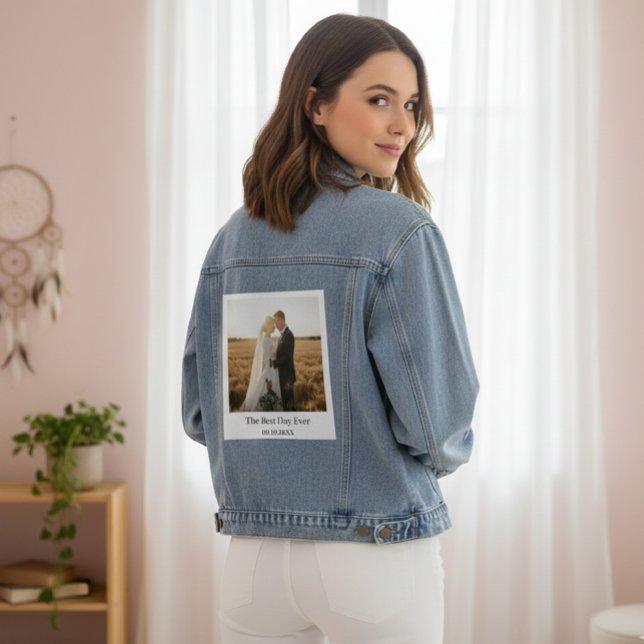 Personalised Wedding Polaroid Photo Denim Jacket (Creator Uploaded)