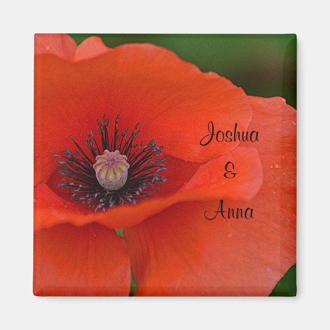 Personalised Wedding Poppy Magnet (Front)