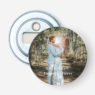 Personalised Wedding Portrait Modern Calligraphy Bottle Opener