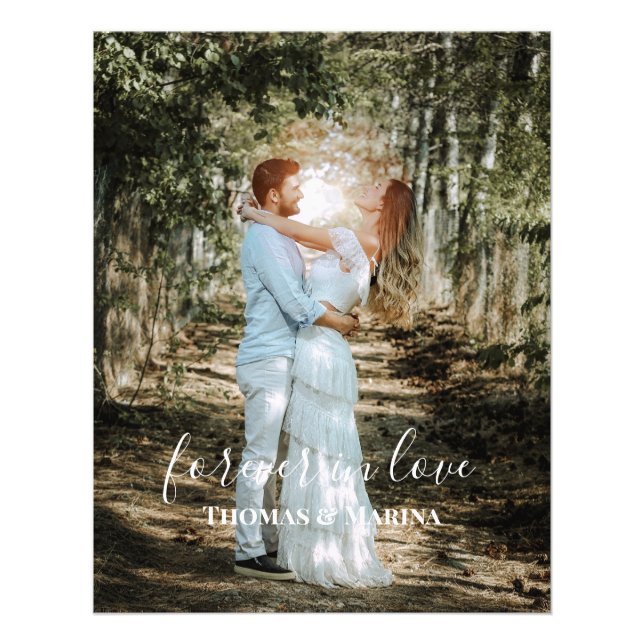 Personalised Wedding Portrait Modern Calligraphy Photo Print (Front)