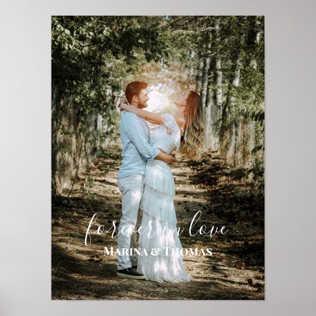 Personalised Wedding Portrait Modern Calligraphy Poster (Front)