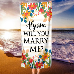Personalised Wedding Proposal Beach Towel