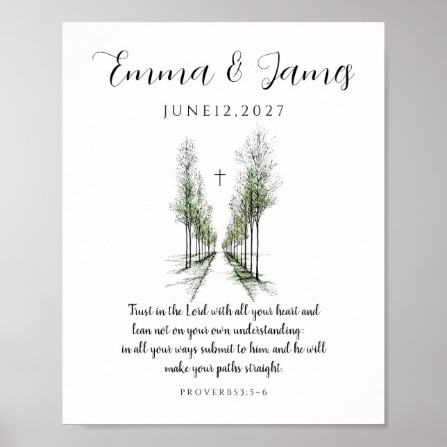 Personalised Wedding Proverbs 3:5-6 Poster (Front)