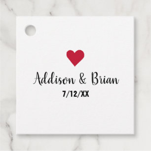 Personalised Wedding Red Heart Gift Tags