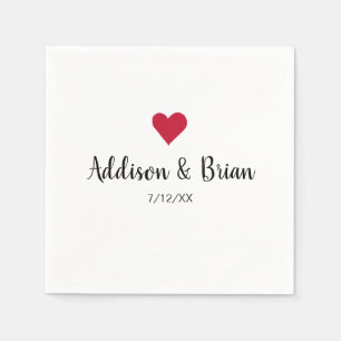 Personalised Wedding Red Heart Napkin