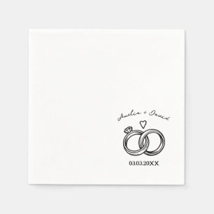 Personalised Wedding Ring Hand Drawn couple Napkin