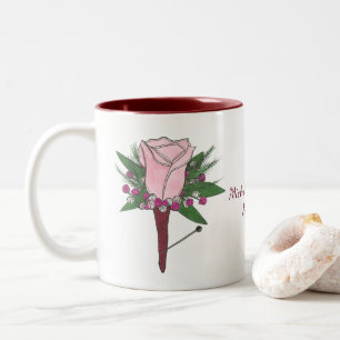Personalised Wedding Rose Boutonniere Flower Mug