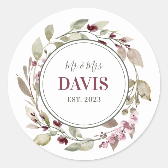 Personalised Wedding Round Stickers (Front)