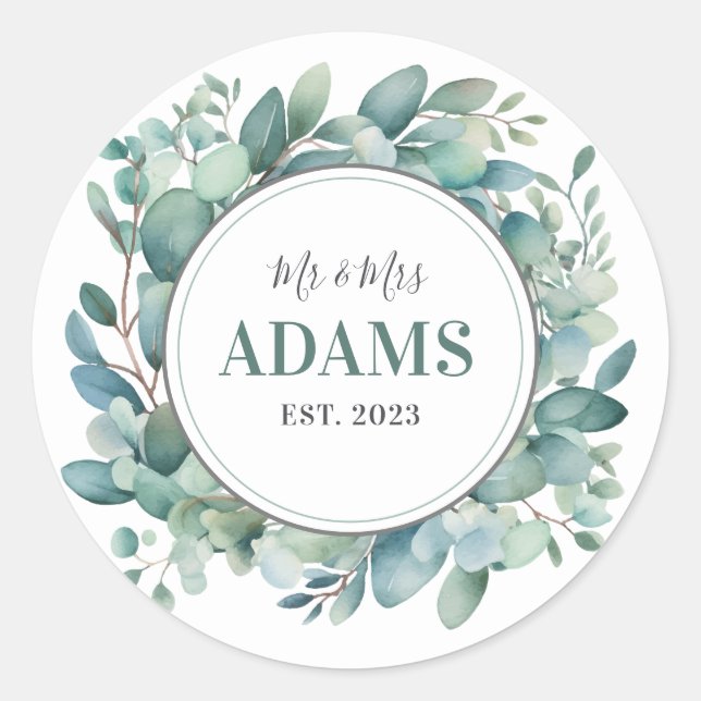 Personalised Wedding Round Stickers (Front)
