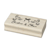 Personalised Wedding Rubber Stamp with Doves
