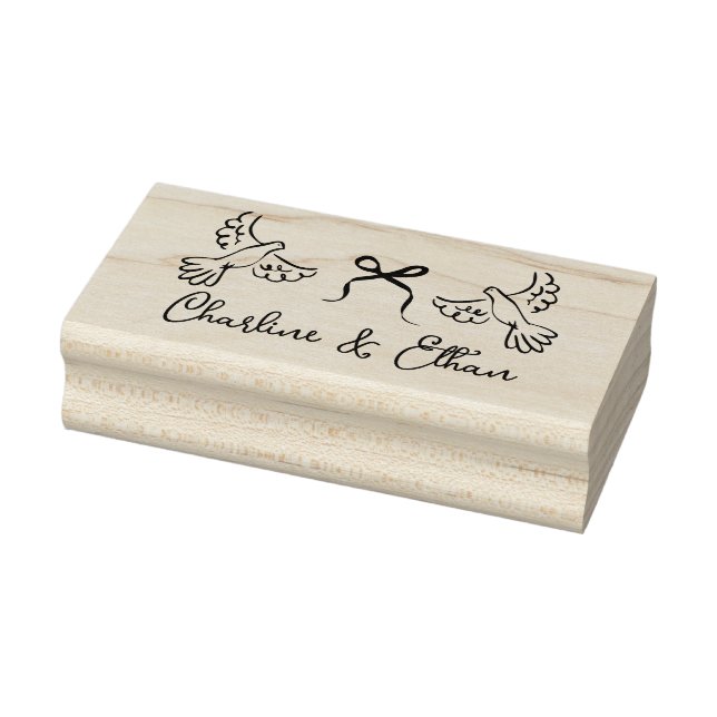 Personalised Wedding Rubber Stamp with Doves  (Stamp)