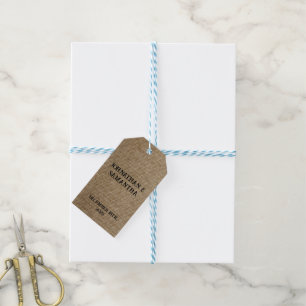 Personalised wedding rustic burlap nature pattern gift tags