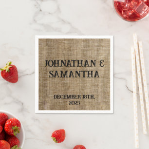 Personalised wedding rustic burlap nature pattern napkin