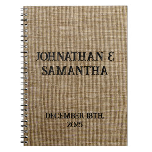 Personalised wedding rustic burlap nature pattern notebook