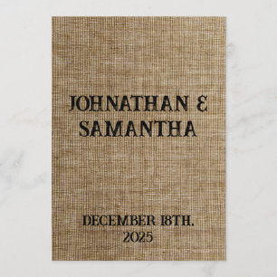 Personalised wedding rustic burlap nature pattern program