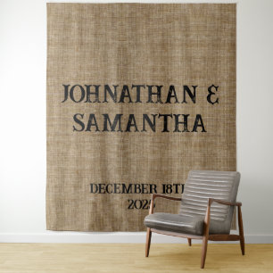 Personalised wedding rustic burlap nature pattern tapestry