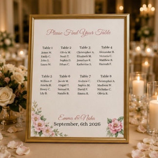 Personalised Wedding Seating Chart Sign