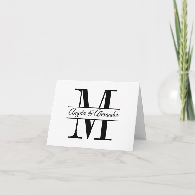 Personalised Wedding Split Monogram Thank You Card (Front)