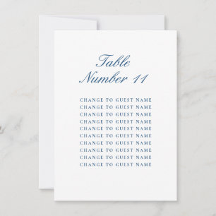 Personalised Wedding Table Number Blue Seating