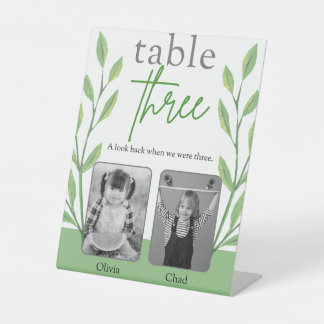 Personalised Wedding Table Number – Childhood Memo Pedestal Sign
