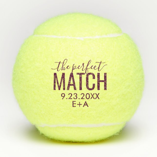 Personalised Wedding Tennis Balls Perfect Match  (Front)