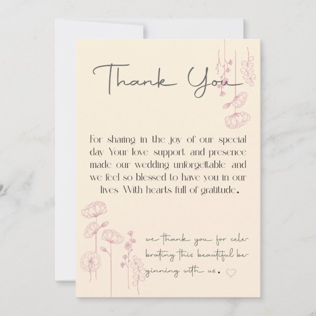 Personalised Wedding Thank You Cards Unique Design (Front)