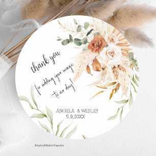 Personalised Wedding Thank You Round Sticker