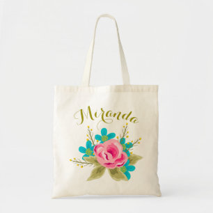 Personalised wedding tote bag with floral print