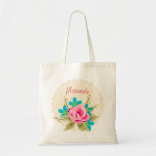 Personalised wedding tote bag with floral print