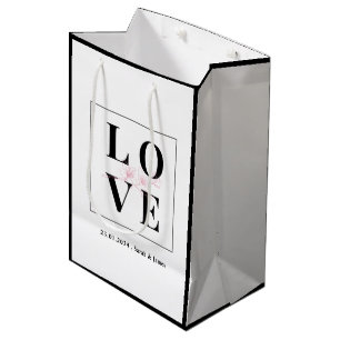 Personalised Wedding/Valentine Black And White Medium Gift Bag