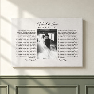 Personalised Wedding Vows Photo Keepsake Canvas Print