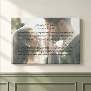 Personalised Wedding Vows Photo Keepsake Canvas Print