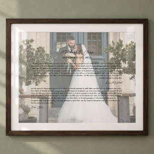 Personalised Wedding Vows Photo Keepsake Print