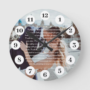 Personalised Wedding Vows  Round Clock