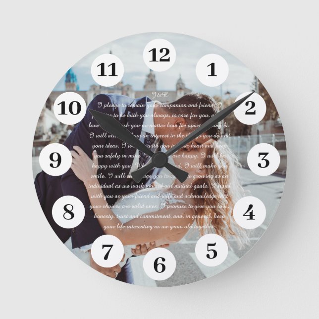 Personalised Wedding Vows  Round Clock (Front)
