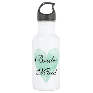 Personalised wedding water bottles with mint heart