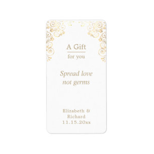 Personalised Wedding White Gold Hand Sanitizer    Label