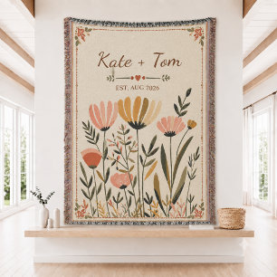 Personalised Wedding Woven Throw Blanket 