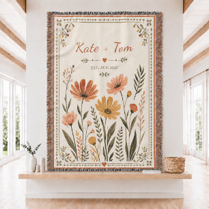 Personalised Wedding Woven Throw Blanket