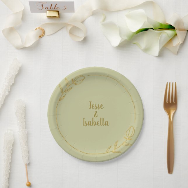 Personalised Wedding Yellow-green Paper Plate (Wedding)