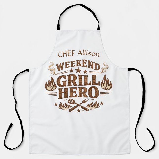 Personalised Weekend Grill Hero BBQ Apron | Custom (Front)
