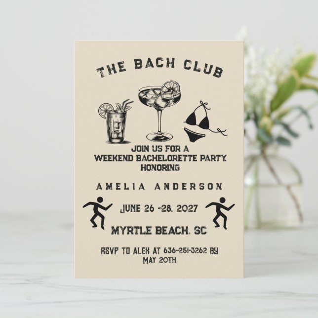 Personalised Weekend Trip Beach Bachelorette Party Invitation (Standing Front)