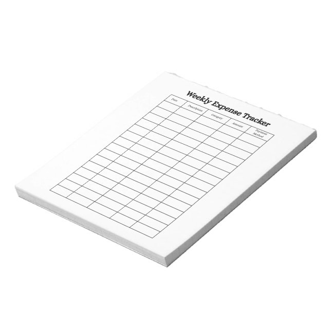 Personalised Weekly Expense Tracker Notepad (Rotated)