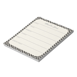 Personalised Weekly Planner Black White Geometric Notepad