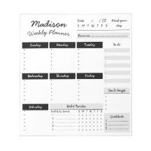 Personalised Weekly Planner Custom Notepad