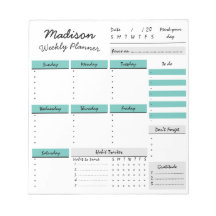 Personalised Weekly Planner Custom Notepad