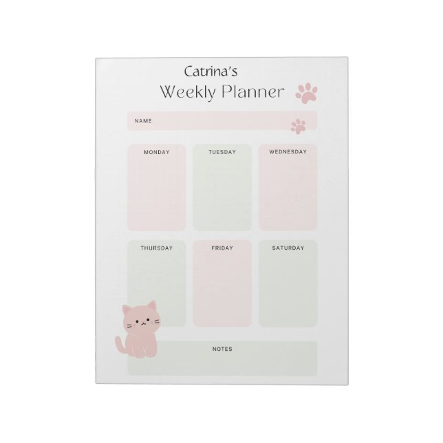 Personalised Weekly Planner Notepad (Rotated)