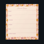 Personalised Weekly Planner Vintage Orange Floral Notepad<br><div class="desc">A stylish personalised weekly planner notepad with a vintage purple and orange floral border.</div>