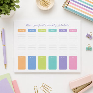 Personalised Weekly Schedule Notepad